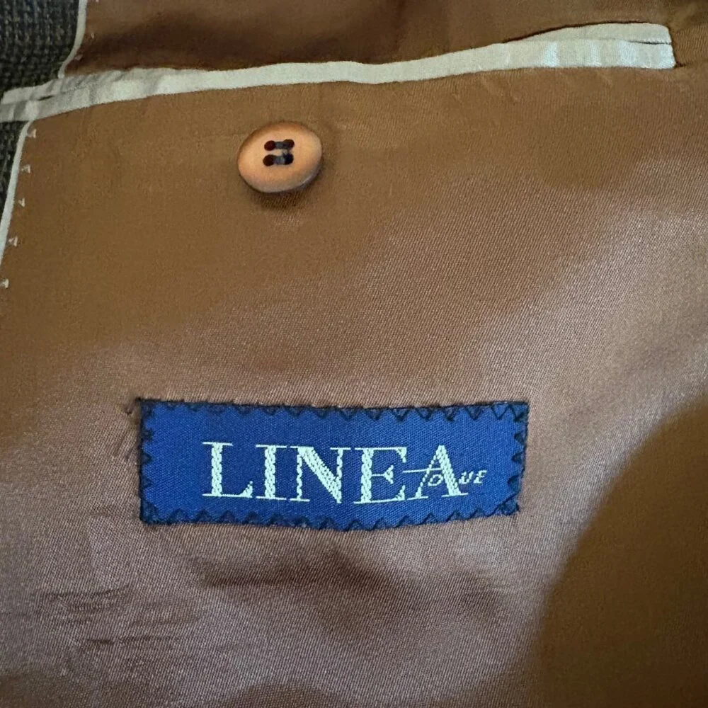 Linea Mens Wool Blazer Size 48T Brown Suit Jacket Classic Made In Canada VTG